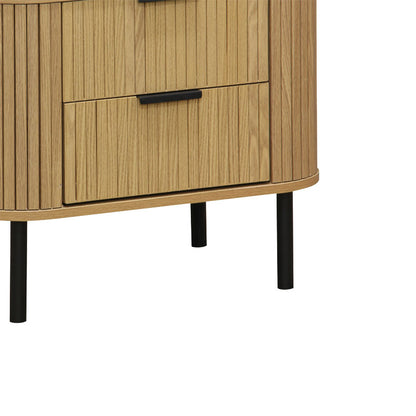 Nightstand Scandi pakoworld  with 2 drawers in natural color with black legs 57x42x50cm