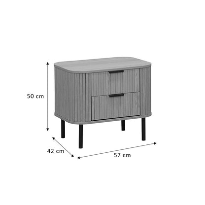 Nightstand Scandi pakoworld  with 2 drawers in natural color with black legs 57x42x50cm