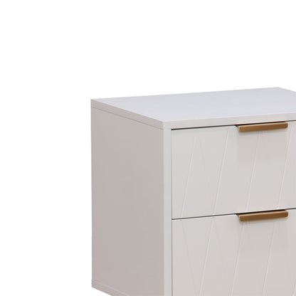 Nightstand Culture pakoworld  with 2 drawers in white color with golden legs 40x35x52cm