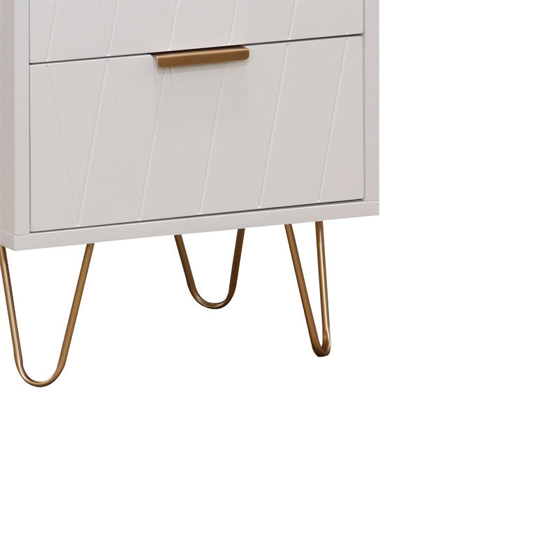 Nightstand Culture  with 2 drawers in white color with golden legs 40x35x52cm
