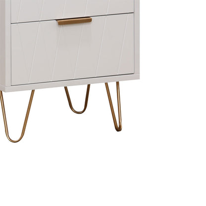 Nightstand Culture  with 2 drawers in white color with golden legs 40x35x52cm