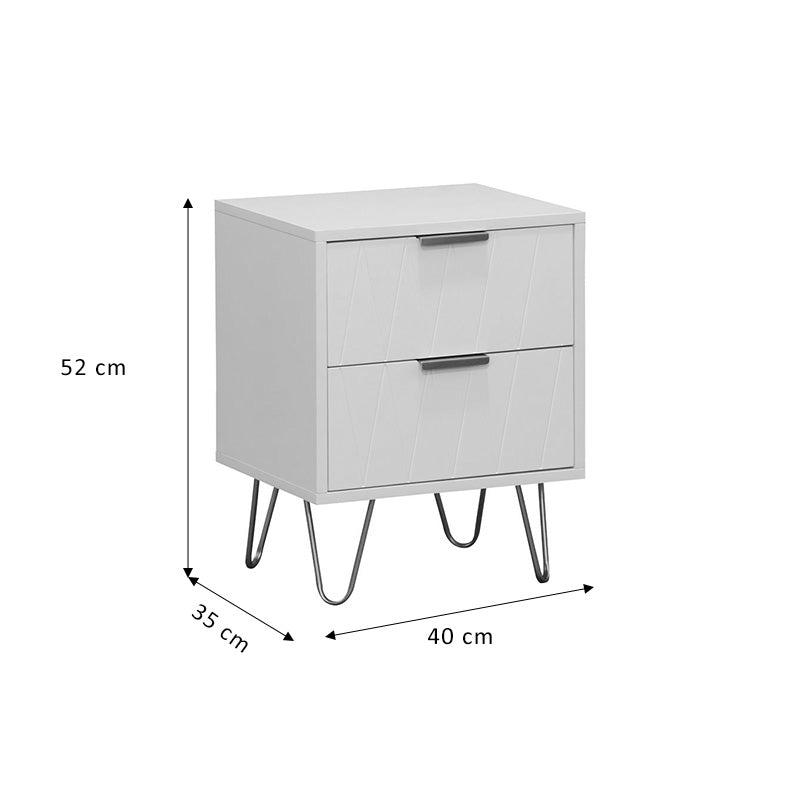 Nightstand Culture pakoworld  with 2 drawers in white color with golden legs 40x35x52cm