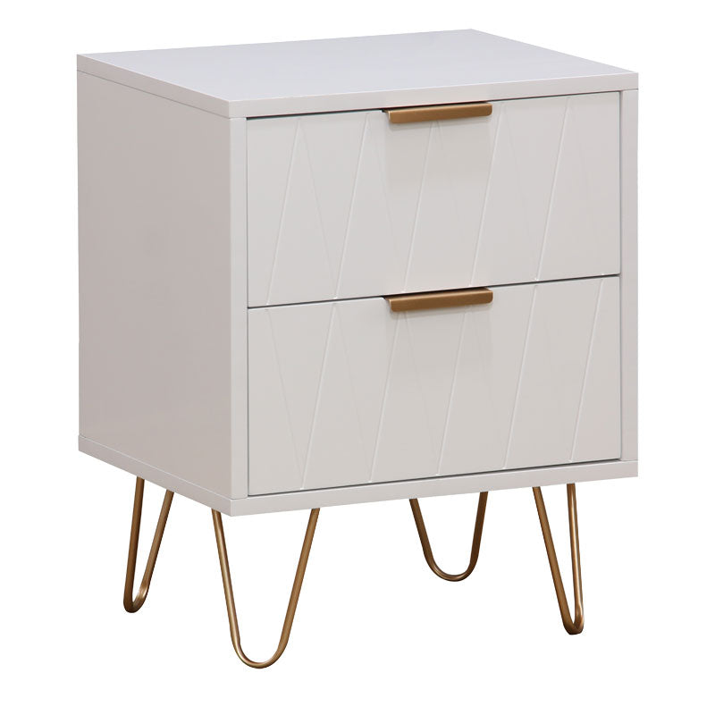 Nightstand Culture  with 2 drawers in white color with golden legs 40x35x52cm