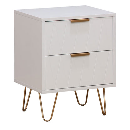 Nightstand Culture  with 2 drawers in white color with golden legs 40x35x52cm