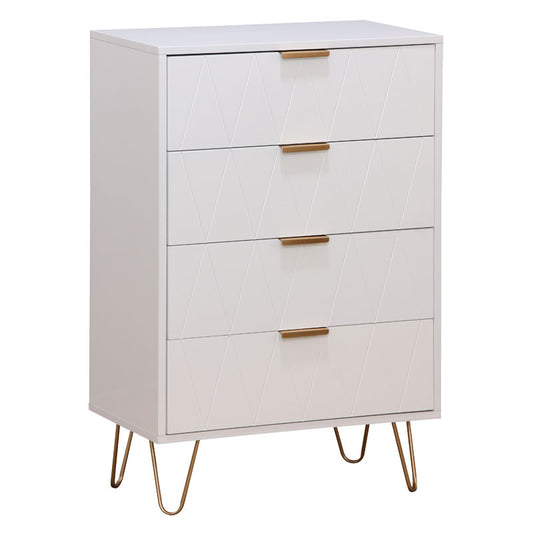 Chest f 4 drawers Culture pakoworld  in white-golden colour 60x34x91cm