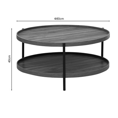 Coffee table Portogie pakoworld mdf walnut - metal black D80x40cm