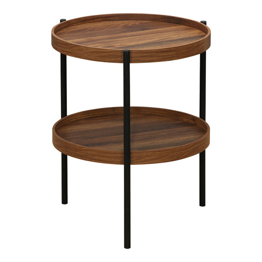 Side table Portogie pakoworld mdf walnut - metal black D40x50cm