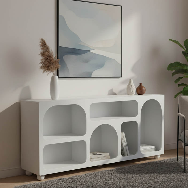 Buffet Emersi with shelves mdf in white color 164x34x76cm