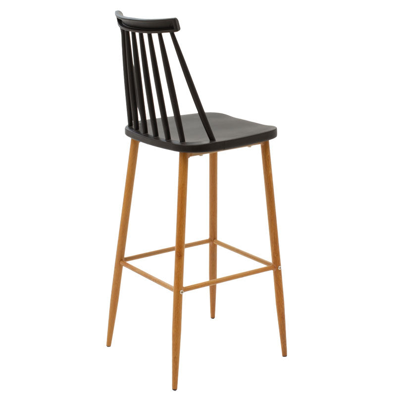 Bar stool Aurora pakoworld PP black-natural 42x49x109εκ