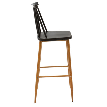 Bar stool Aurora pakoworld PP black-natural 42x49x109εκ