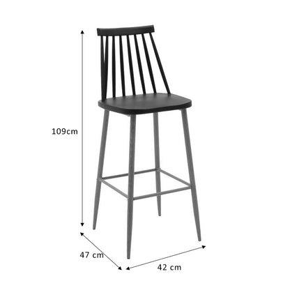 Bar stool Aurora pakoworld PP black-natural 42x49x109εκ