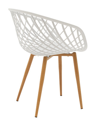 Armchair Ezra pakoworld white pp-natural metal leg 62x42x82cm