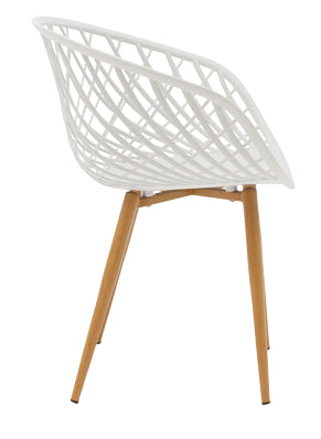 Armchair Ezra pakoworld white pp-natural metal leg 62x42x82cm