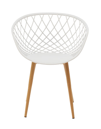 Armchair Ezra pakoworld white pp-natural metal leg 62x42x82cm