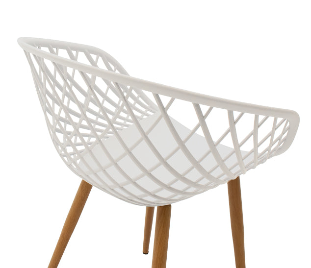 Armchair Ezra pakoworld white pp-natural metal leg 62x42x82cm