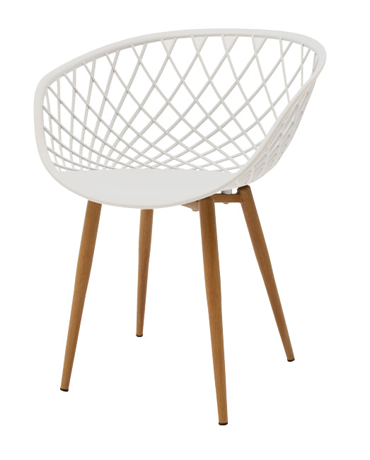 Armchair Ezra pakoworld white pp-natural metal leg 62x42x82cm