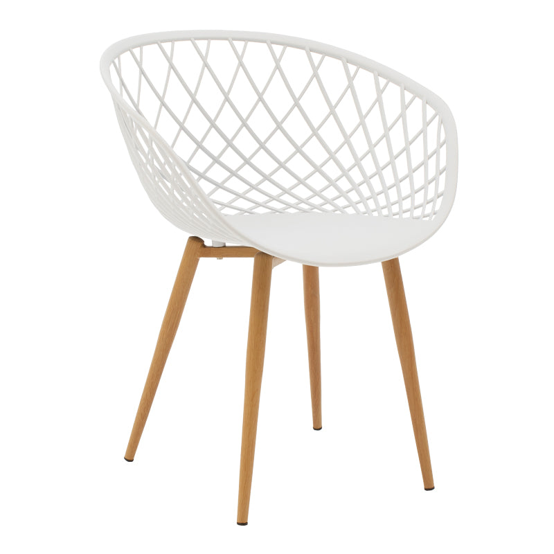 Armchair Ezra pakoworld white pp-natural metal leg 62x42x82cm