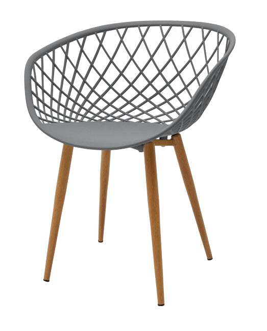 Armchair Ezra pakoworld grey pp-natural metal leg 62x42x82cm