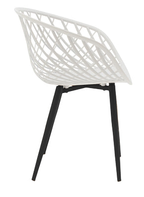 Armchair Ezra pakoworld white pp-black metal leg 62x42x82cm