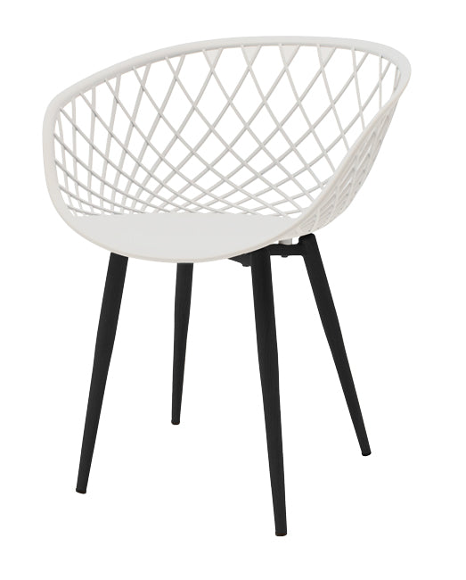 Armchair Ezra pakoworld white pp-black metal leg 62x42x82cm