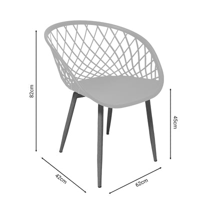 Armchair Ezra pakoworld white pp-black metal leg 62x42x82cm