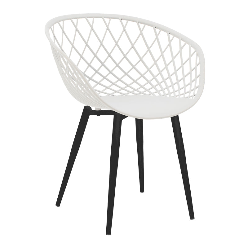 Armchair Ezra pakoworld white pp-black metal leg 62x42x82cm