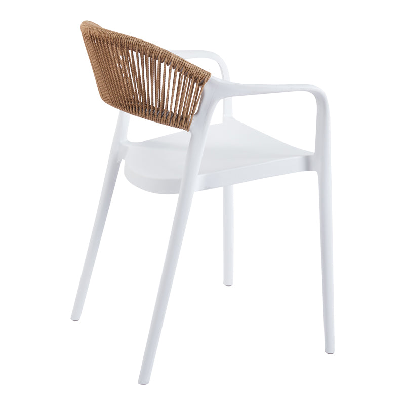 Ankara stackable armchair pp in white color and natural color pe rattan 54x55.5x77cm