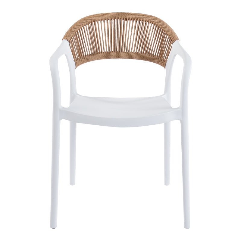Ankara stackable armchair pp in white color and natural color pe rattan 54x55.5x77cm