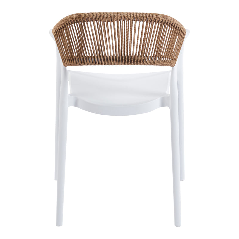 Ankara stackable armchair pp in white color and natural color pe rattan 54x55.5x77cm