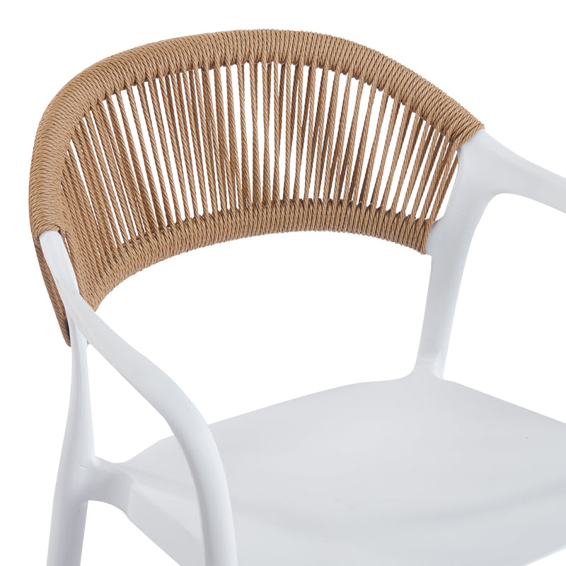 Ankara stackable armchair pp in white color and natural color pe rattan 54x55.5x77cm