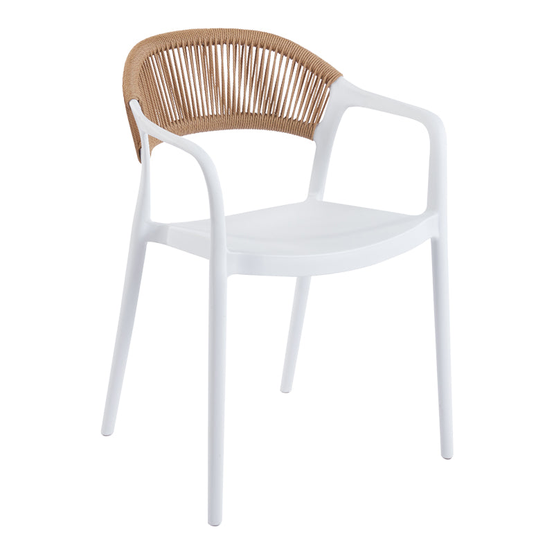 Ankara stackable armchair pp in white color and natural color pe rattan 54x55.5x77cm