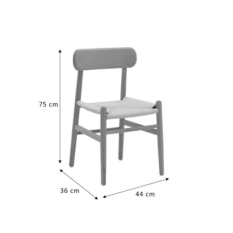 Chair Thomas pakoworld natural beech wood-natural rope 44x36x79cm