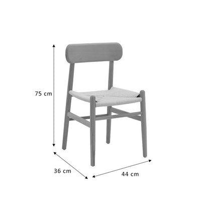 Chair Thomas pakoworld natural beech wood-natural rope 44x36x79cm