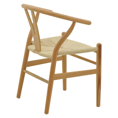 Chair Wishbone pakoworld natural color beech wood with natural color rope 53x55x76cm