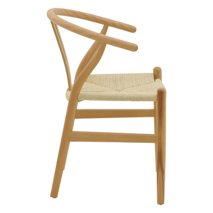 Chair Wishbone pakoworld natural color beech wood with natural color rope 53x55x76cm