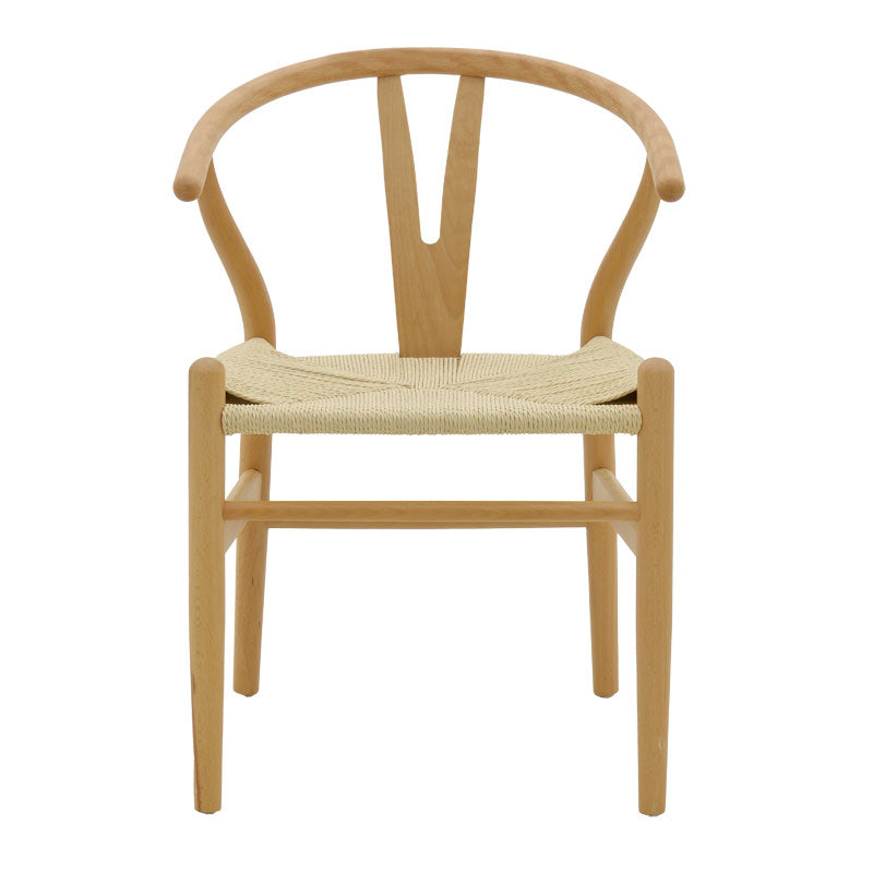 Chair Wishbone pakoworld natural color beech wood with natural color rope 53x55x76cm