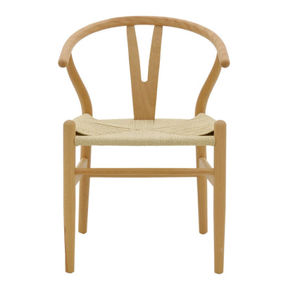 Chair Wishbone pakoworld natural color beech wood with natural color rope 53x55x76cm