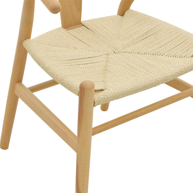 Chair Wishbone pakoworld natural color beech wood with natural color rope 53x55x76cm