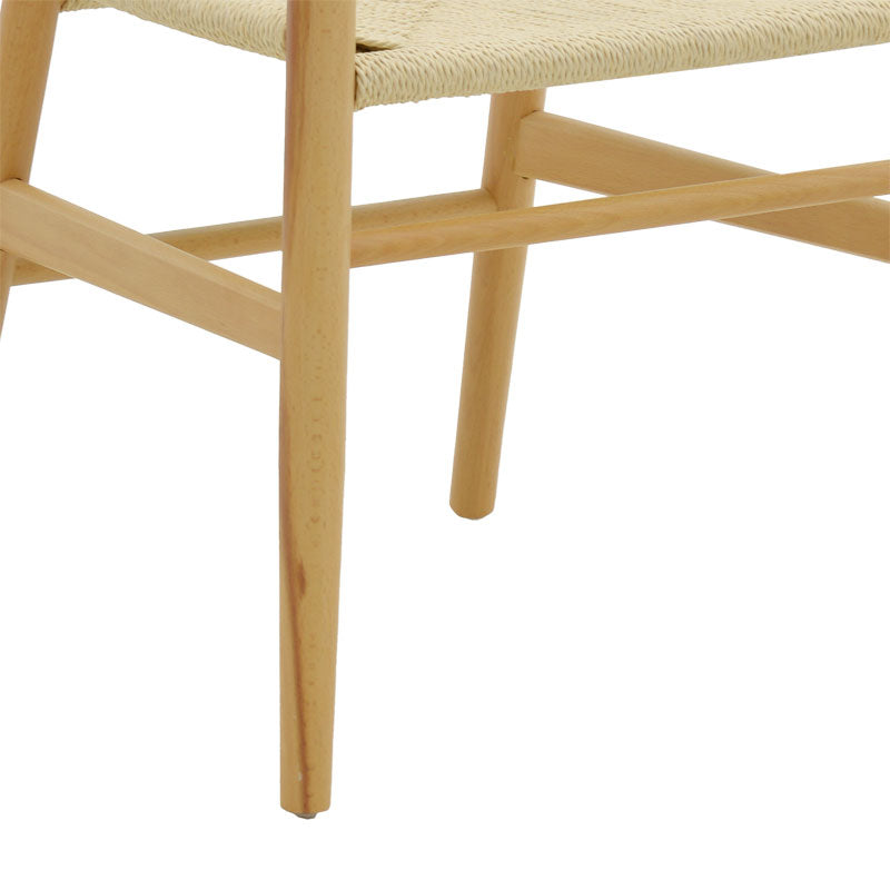 Chair Wishbone pakoworld natural color beech wood with natural color rope 53x55x76cm