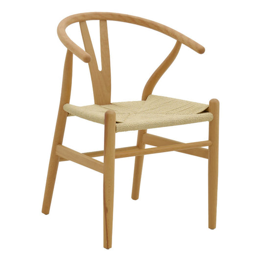 Chair Wishbone pakoworld natural color beech wood with natural color rope 53x55x76cm