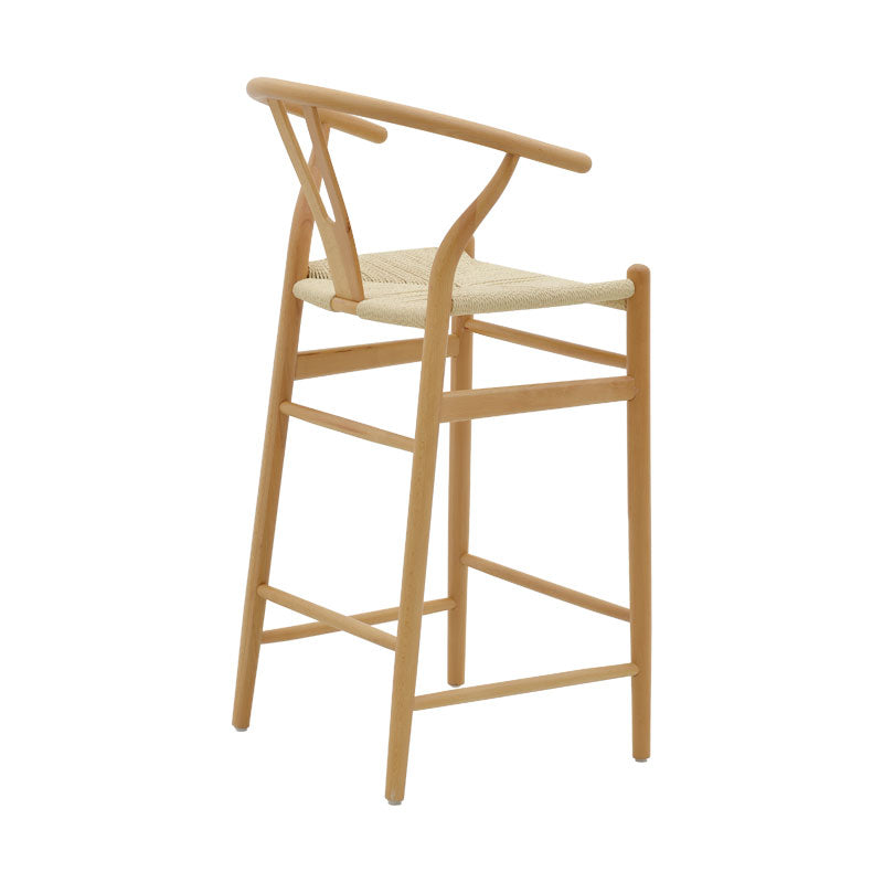 Bar stool Wishbone pakoworld natural beech wood-natural rope 53x54x107cm