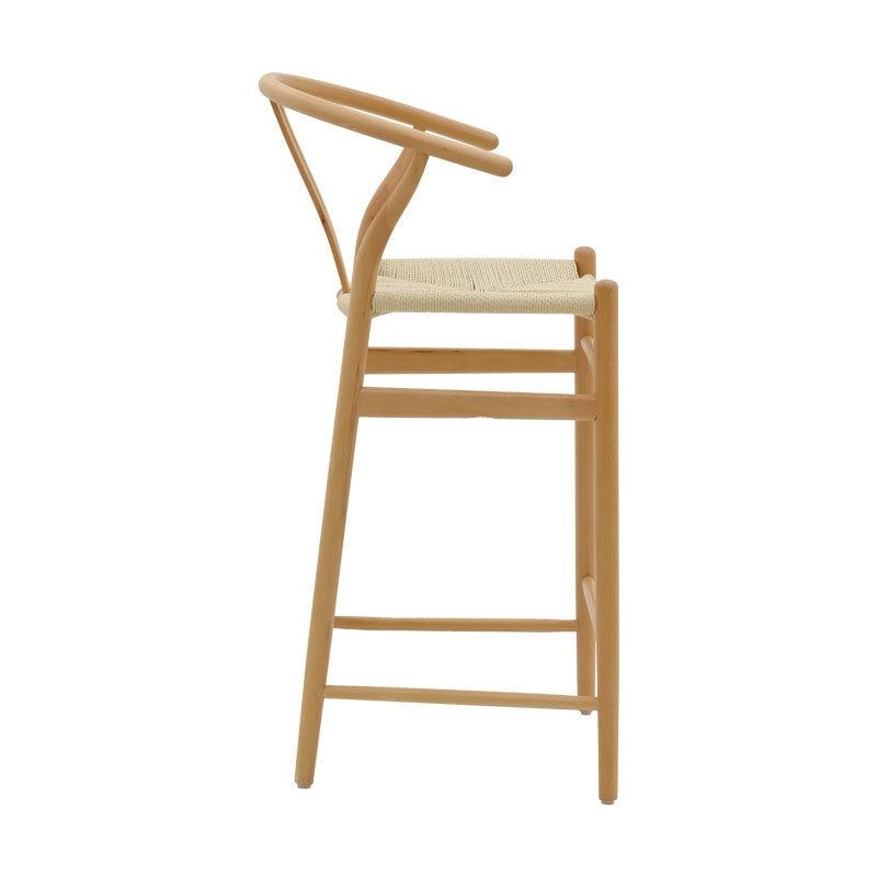 Bar stool Wishbone pakoworld natural beech wood-natural rope 53x54x107cm