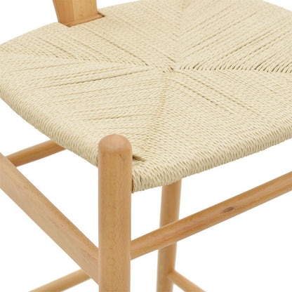 Bar stool Wishbone pakoworld natural beech wood-natural rope 53x54x107cm