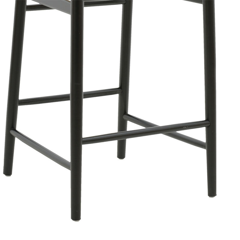 Bar stool Wishbone pakoworld black beech wood-natural rope 53x54x107cm