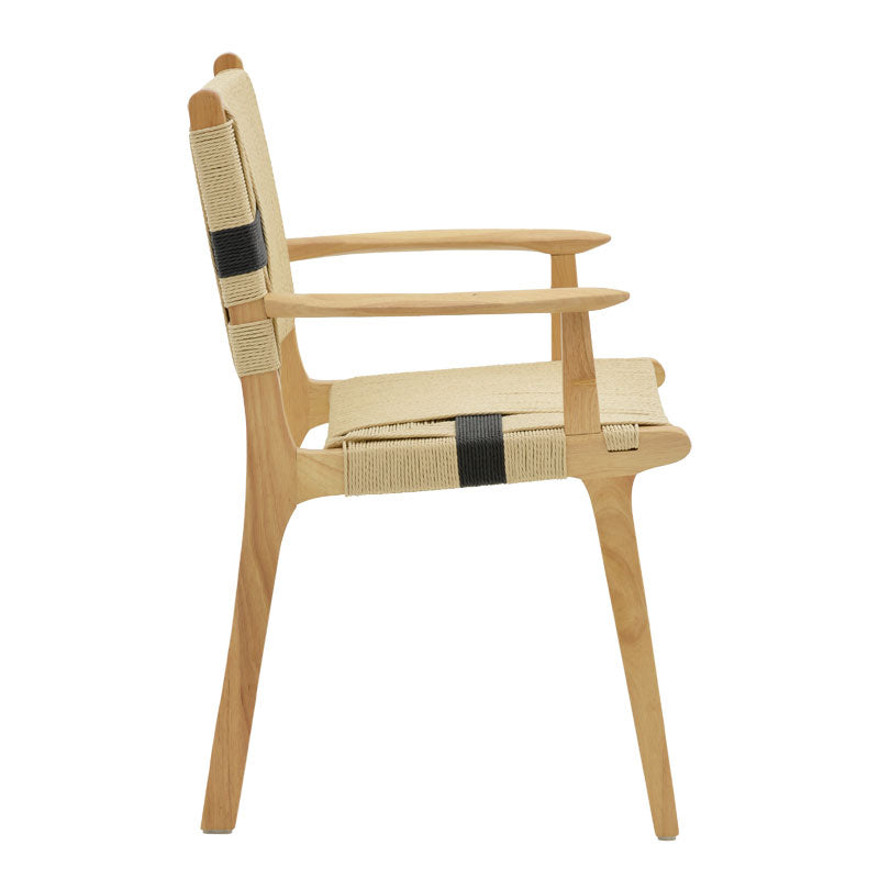 Armchair Olivier pakoworld natural black beech wood-natural rope 62x60x85cm