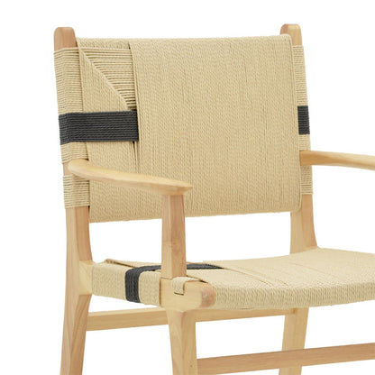 Armchair Olivier pakoworld natural black beech wood-natural rope 62x60x85cm