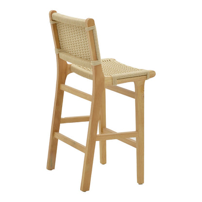 Bar stool Julien pakoworld natural rubberwood-natural rope 45x46x95cm