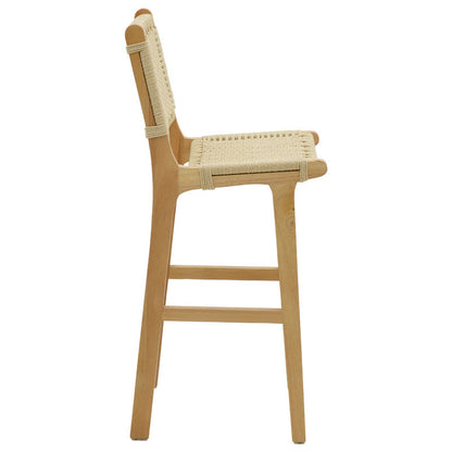 Bar stool Julien pakoworld natural rubberwood-natural rope 45x46x95cm