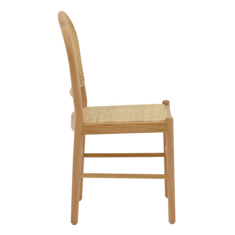 Chair Alessia pakoworld natural beech wood- rattan natural 43x40x89cm