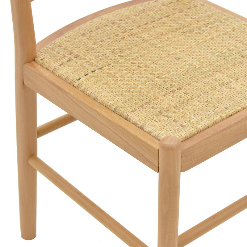 Chair Alessia pakoworld natural beech wood- rattan natural 43x40x89cm